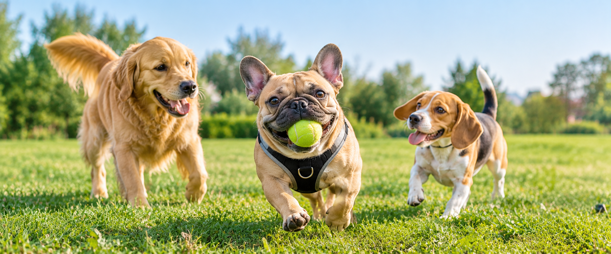 Happy dog walking