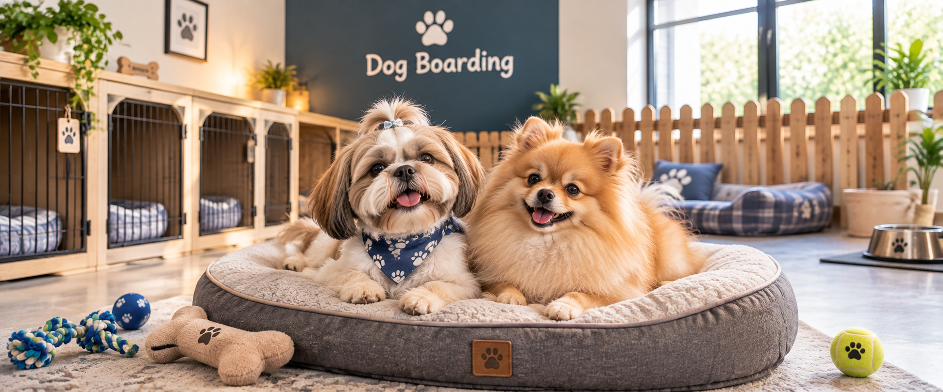 Dog enjoying boarding
